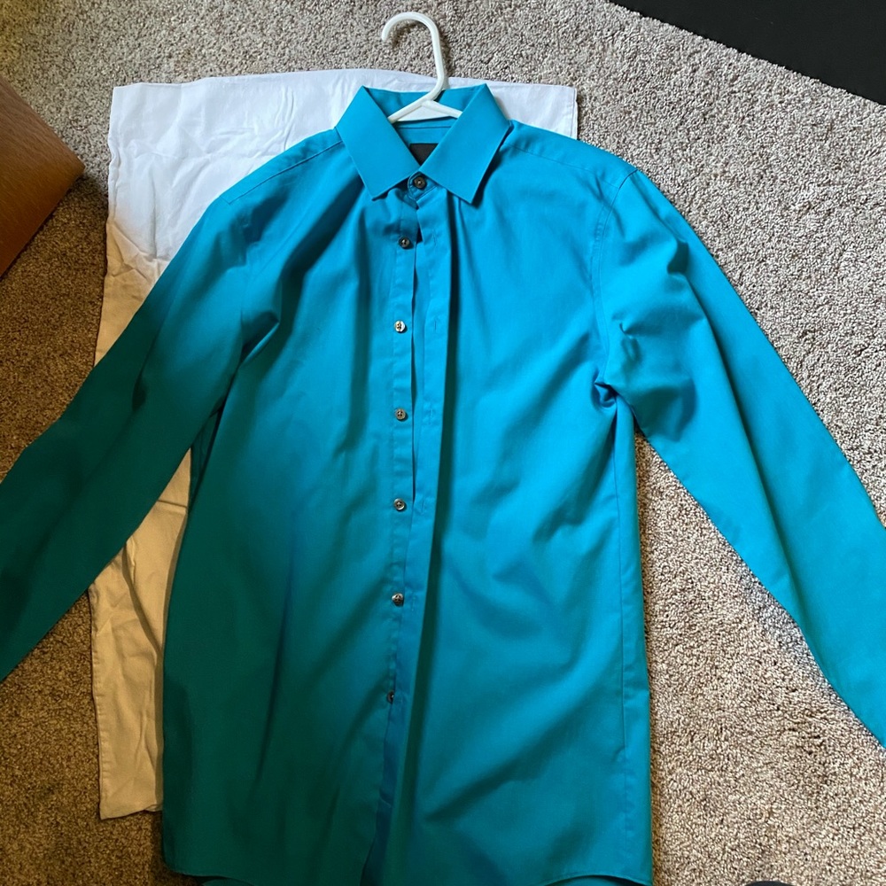 JF J. Ferrar Turquoise Dress Shirt Small